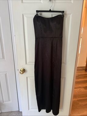 Jenny Yoo Strapless Black Satin Gown